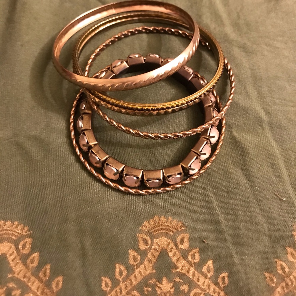 5 vintage metal bracelet lot bundle